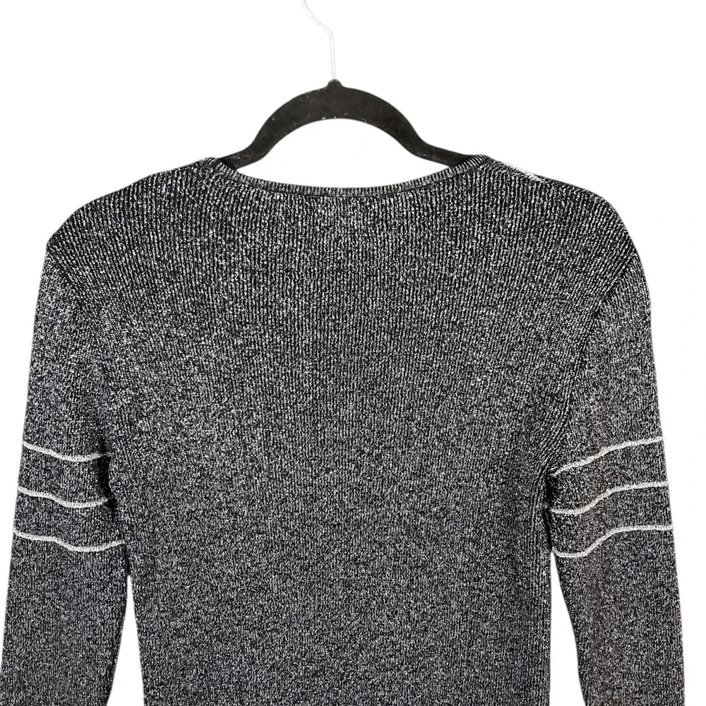 Vtg 50s Macys Associates Wool Pullover Sweater Metallic‎ Italy Large Black